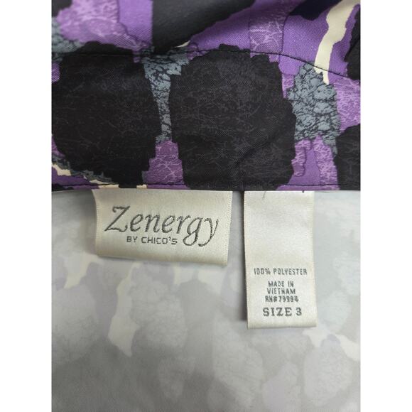Chico’s Zenergy Purple Print Zip Jacket Size 3 Excellent - Picture 5 of 6